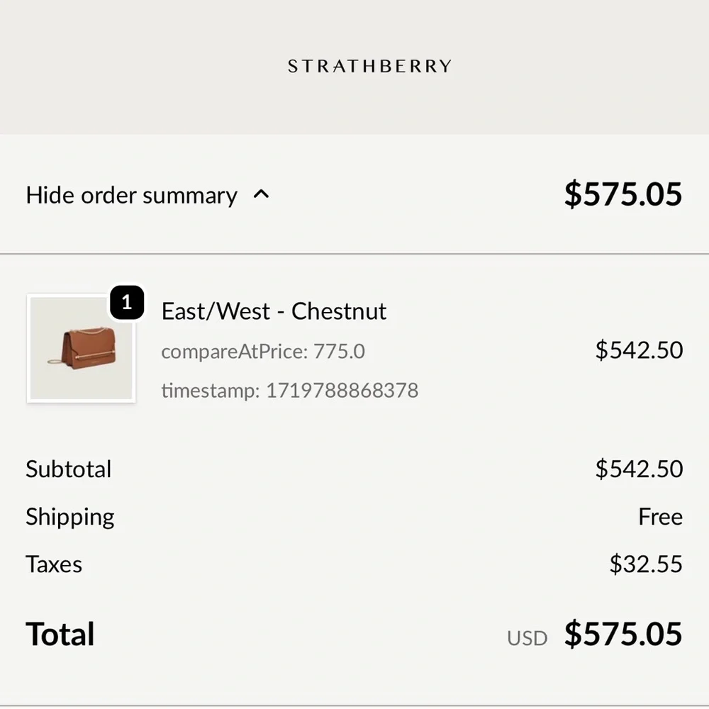 Strathberry east/west crossbody bag Chestnut color - Picture 9 of 10